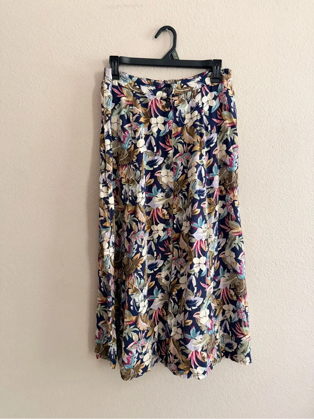 Vintage Sag Harbor Tropical Button Front Midi Skirt